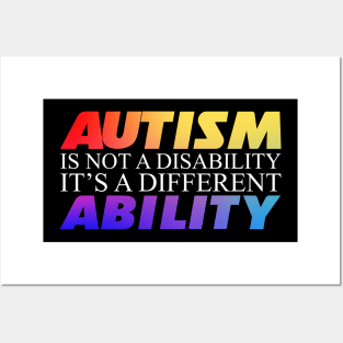 Autism Is Not A Disability Black Version Posters and Art